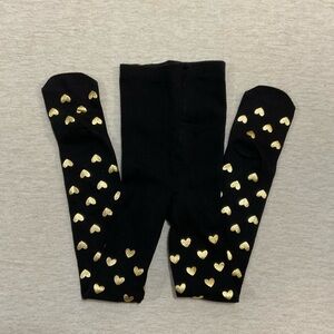 Black and Gold Heart Kids Tights (NWOT)